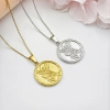 Stainless steel Saint Michael Guardian Angel round pendant with exquisite relief craftsmanship, daily pendant necklace Item Picture